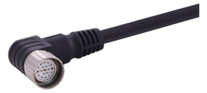 Sensor actuator cable, M23-cable socket, angled to open end, 19 pole, 5 m, PUR, black, 9 A, 21373600D74050