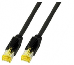 Patch cable, RJ45 plug, straight to RJ45 plug, straight, Cat 6A, S/FTP, PUR, 1 m, black