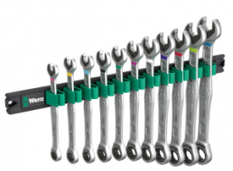 Open-end ratchet wrench kit, 11 pieces, 8-19 mm, 30°, 370 mm, 1980 g, chromium-vanadium steel, 05020014001