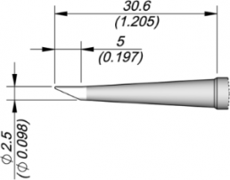 Soldering tip, Beveled, Ø 2.5 mm, (L) 30.6 mm, C245795