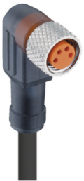 Sensor actuator cable, M8-cable socket, angled to open end, 4 pole, 10 m, PUR, black, 4 A, 39022