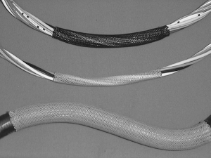 Plastic braided sleeve, range 2.4-6.4 mm, white, -50 to 150 °C