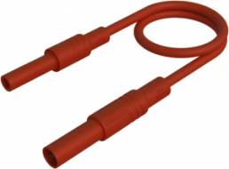 Measuring lead with (4 mm plug, straight) to (4 mm socket, straight), 500 mm, red, PVC, 2.5 mm², CAT III