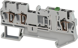 Knife disconnect terminal block, 3 pole, 0.8-4.0 mm², clamping points: 2, gray, spring balancer connection, 20 A
