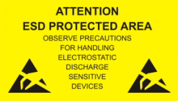 Warning sign, ESD logo with warning notice, (L x W) 300 x 500 mm, plastic, C-191 762E