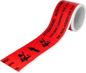 Floor marking tape, symbol: ATTENTION YOU ARE LEAVING THE EPA, (L x W) 15 m x 70 mm, vinyl, C-213 075
