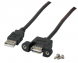 USB 2.0 Cable for front panel mounting, USB plug type A to USB panel jack type A, 1 m, black