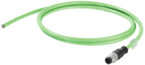 PROFINET cable, M12-plug, straight to open end, Cat 5e, SF/UTP, PUR, 1.5 m, green