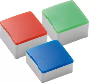 Plunger, square, (L x W x H) 11.65 x 18 x 18 mm, blue, for short-stroke pushbutton, 5.05.512.022/2600