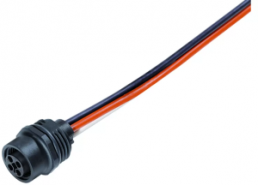Sensor actuator cable, M12-flange socket, straight to open end, 4 pole, 0.2 m, 12 A, 09 0632 300 04
