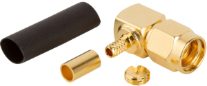 SMA plug 50 Ω, RG-174, RG-188, RG-316, LMR-100A, Belden 7805A, RG-174LL, solder connection, angled, 132123RP