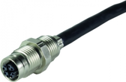 Sensor actuator cable, M12-cable socket, straight to open end, 8 pole, 1 m, PUR, yellow, 0.5 A, 21330800850003