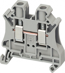 Terminal block, 2 pole, 0.2-6.0 mm², clamping points: 2, gray, screw connection, 41 A