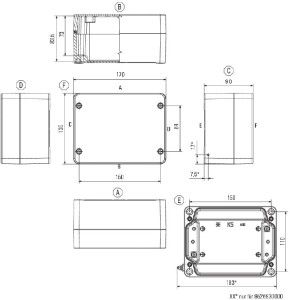 Aluminum enclosure, (L x W x H) 90 x 170 x 130 mm, gray (RAL 7001), IP67, 1939650000