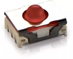Short-stroke pushbutton, Form A (N/O), 100 mA/35 V, unlit , actuator (red, L 1.4 mm), 1.5 N, SMD
