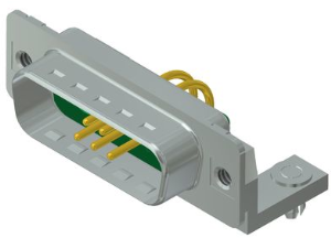 D-Sub plug, 9 pole, 7W2, partially equipped, angled, solder cup, 3007W2PAU99G40X