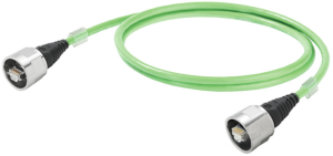System cable, RJ45 plug, straight to RJ45 plug, straight, Cat 5, SF/UTP, PUR, 1 m, green