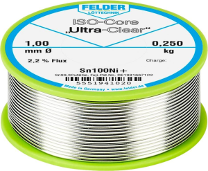 Solder wire, lead-free, Sn99.3CuNiGe, Ø 1 mm, 0.25 kg