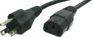 Device connection line, North America, plug type B, straight on C13 jack, straight, SVT 3 x AWG 18, black, 2 m