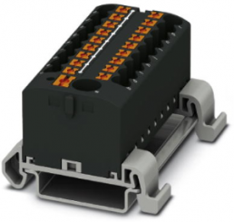 Distribution block, push-in connection, 0.14-4.0 mm², 19 pole, 24 A, 8 kV, black, 3273256