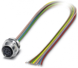 Sensor actuator cable, M12-flange socket, straight to open end, 8 pole, 0.5 m, 2 A, 1554607