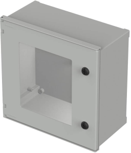 Wall enclosure with viewing pane, (H x W x D) 400 x 400 x 200 mm, IP66, polyester, light gray, 42244200