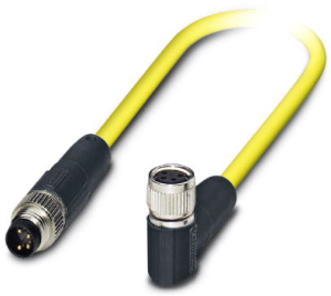 Sensor actuator cable, M8-cable socket, angled to M8-cable socket, angled, 4 pole, 0.5 m, PVC, yellow, 4 A, 1406004