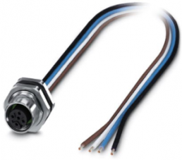 Sensor actuator cable, M12-flange socket, straight to open end, 5 pole, 0.5 m, 4 A, 1411587