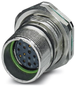 Socket, 19 pole, crimp connection, screw locking, straight, 1624021
