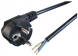 Connection cable, Europe, Plug Type E + F, angled on open end, H05VV-F3G0.75mm², black, 1.5 m
