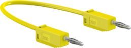 Measuring lead with (2 mm plug, spring-loaded, straight) to (2 mm plug, spring-loaded, straight), 80 mm, yellow, PVC, 0.5 mm², CAT O