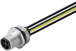 Sensor actuator cable, M12-flange plug, straight to open end, 4 pole, 0.5 m, PUR, 12 A, 1460320000