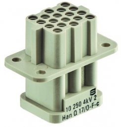 Socket contact insert, Compact, 17 pole, unequipped, crimp connection, with PE contact, 09120173101