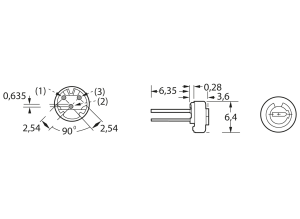 Cermet trimmer potentiometer, 2 kΩ, 0.5 W, THT, on top, 82PR2KLF