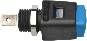 Quick pressure clamp, blue, 30 VAC/60 VDC, 16 A, faston plug, nickel-plated, ESD 498 / BL