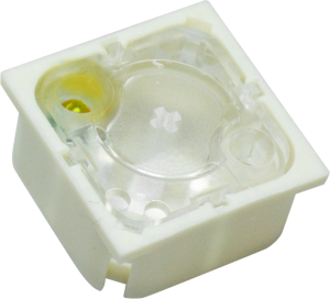 Short-stroke pushbutton, 1 Form A (N/O), 250 mA/35 V AC/DC, illuminated, yellow, actuator (transparent, L 0.7 mm), 2.9 N, THT
