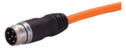 Sensor actuator cable, M23-cable plug, straight to open end, 6 pole, 5 m, PUR, orange, 28 A, 21373700676050