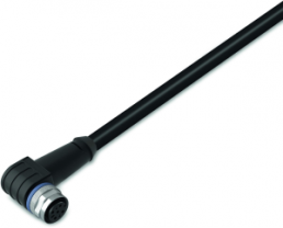 Sensor actuator cable, M12-cable socket, angled to open end, 3 pole, 10 m, PUR, black, 4 A, 756-5302/030-100