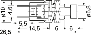 Pushbutton, black, unlit , 1 A/225 V, mounting Ø 7 mm, MARUSHIN, PUSH-OFF