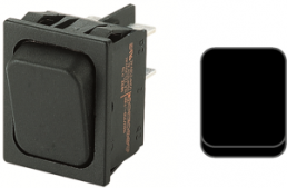 Rocker switch, black, 2 pole, On-Off-On, Changeover switch, 16 (4) A/250 VAC, IP40, unlit, unprinted