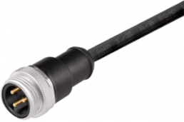 Sensor actuator cable, 7/8"-cable plug, straight to open end, 3 pole, 3 m, PUR, black, 12 A, 1292080200