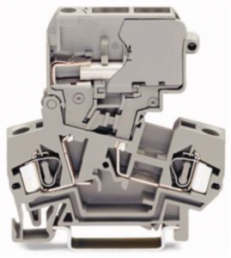 2-wire disconnect terminal block, spring-clamp connection, 0.08-4.0 mm², 2 pole, 16 A, 8 kV, gray, 281-624