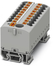 Distribution block, push-in connection, 0.14-4.0 mm², 19 pole, 24 A, 8 kV, gray, 3274210