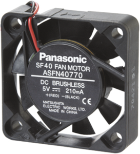 DC axial fan, 5 V, 40 x 40 x 10 mm, 6 m³/h, 24.5 dB, ball bearing, Panasonic, ASFP44770