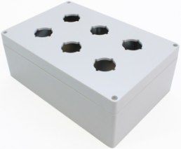 Polycarbonate push button enclosure, (L x W x H) 240 x 160 x 90 mm, light gray (RAL 7035), IP66, 1554PB6
