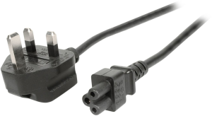 Power cord, Great Britain, Ireland, Singapore, Malaysia, BS 1363 on C5 jack, straight, H05VV-F3G0.75mm², black, 3 m