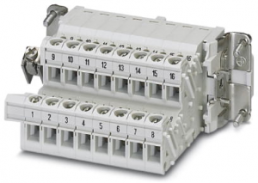 Socket contact insert, 16B, 16 pole, equipped, screw connection, with PE contact, 1648090