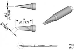 Soldering tip, Blade shape, Ø 0.2 mm, (W) 0.2 mm, C105120