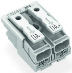 Mains connection terminal, 2 pole, 0.5-2.5 mm², clamping points: 10, white, push-in wire connection, 24 A