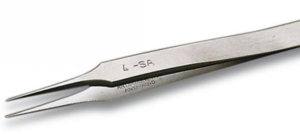 ESD precision tweezers, antimagnetic, stainless steel, 110 mm, 4SA